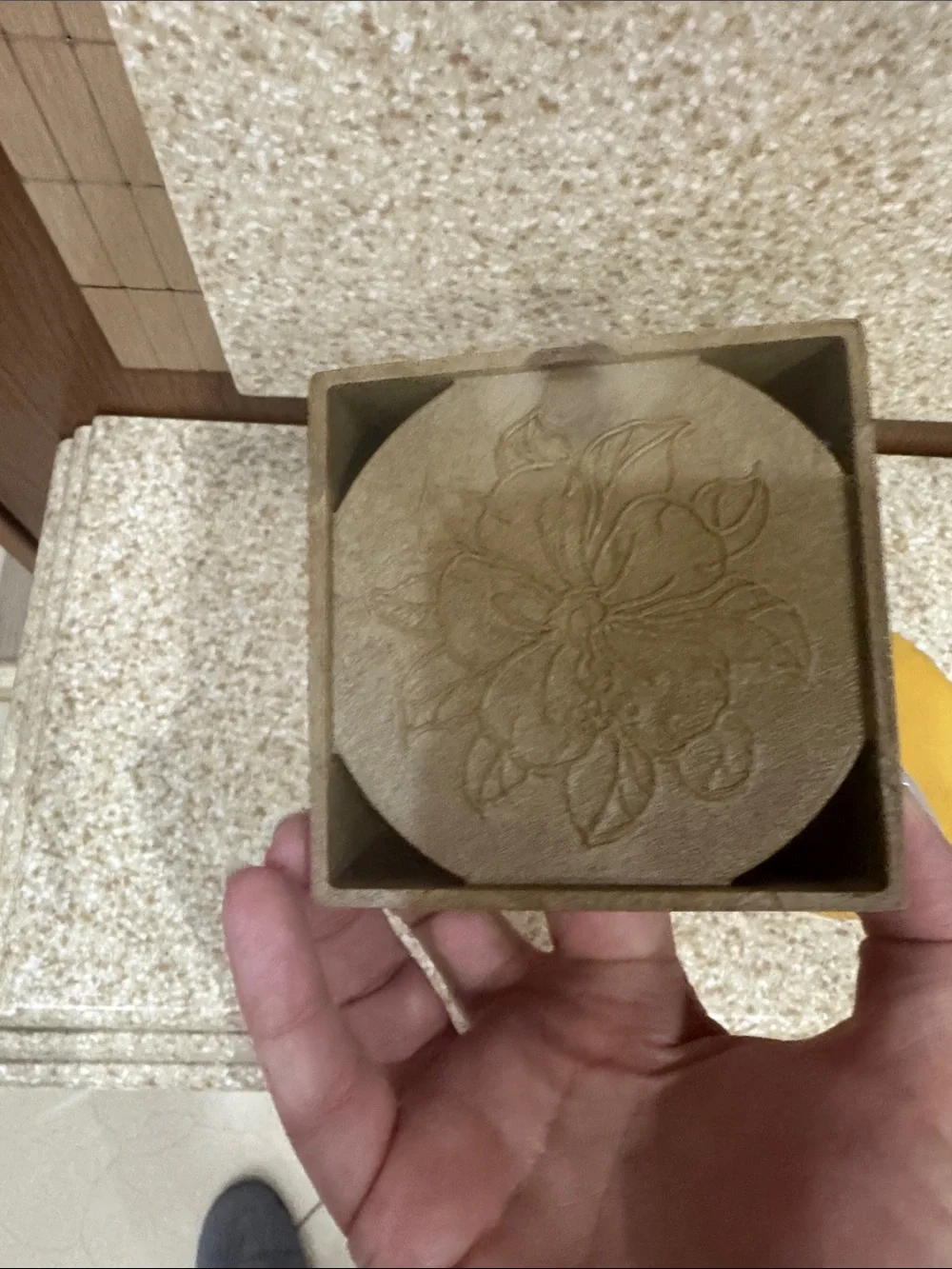 Vintage Hand-Painted Tropical Flowers Ceramic Coaster Set